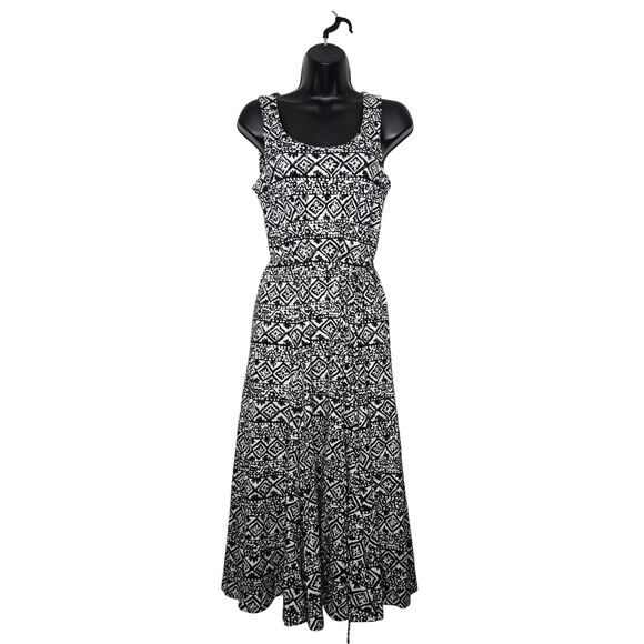Lauren Ralph Lauren Dress Size Small Sleeveless Black White Print Lined Jersey - Picture 1 of 7